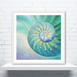 Nautilus Ammonite Shell Wall Art | Unframed Giclée Print by Susan Bertocci Art
