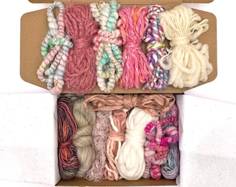 Misty Rose DIY Yarn Pack, Wool Cotton Roving Handspun Specialty Fibers 6.4 oz
