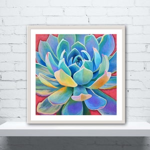 Succulant Bloom Art Print - Succulant Wall Art - Blue Agave Artwork