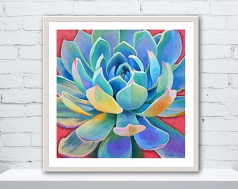Blue Agave Succulent Art Print: Floral Wall Decor
