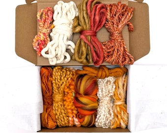 The Fiber Box Yarn Pack, Wool Cotton Roving Specialty Fibers, Weaving Supplies 5.7 oz