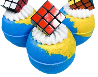 Bombe de bain cubique puzzle : bain de bain naturel fait main pour peau sensible