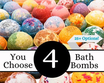 4 Bath Bombs Gift Set. New bath bombs every month to choose from! Pick your own bath bombs to build your own box set!