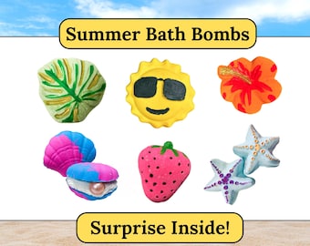 Ensemble de formes de bombes pour le bain - Collection été - Respectueux des peaux sensibles avec des jouets surprise à l'intérieur !