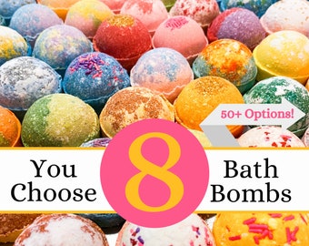 8 Bath Bombs Gift Set. New bath bombs every month to choose from! Pick your own bath bombs to build your own box set!