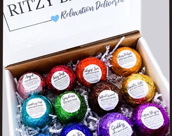 12 Bath Bombs Gift Set. New bath bombs every month to choose from! Pick your own bath bombs to build your own box set!