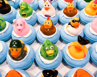 Bombe de bain en caoutchouc pour canard : forme de beignet, parfumée de melon, ingrédients naturels