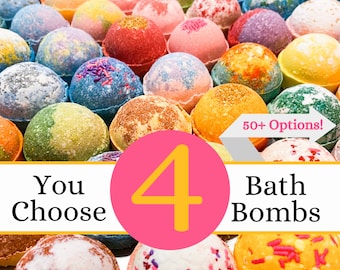 4 Bath Bombs Gift Set. New bath bombs every month to choose from! Pick your own bath bombs to build your own box set!