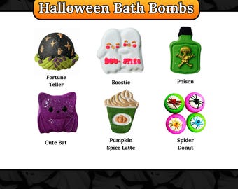 Halloween Shaped Bath Bombs Spooky Gift Set Handmade Hand Painted in the USA with Natural Ingredients for Sensitive Skin