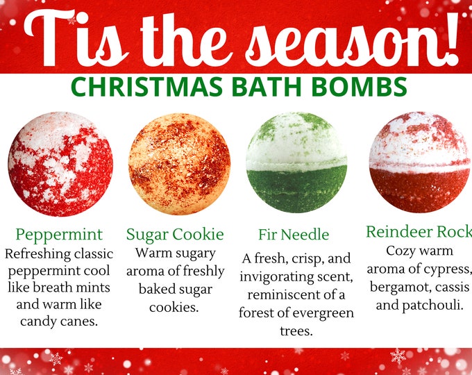 Christmas Bath Bomb Set, Holiday Bath Bombs, Kid Stocking Stuffers Etsy