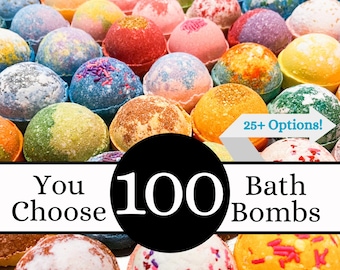 Coffret cadeau 100 XL bombes de bain. Bombes de bain en vrac.  Choisissez vos propres bombes de bain pour créer votre propre coffret !