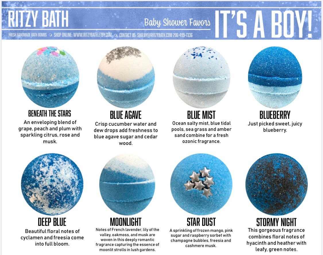 blue bath bombs for baby shower