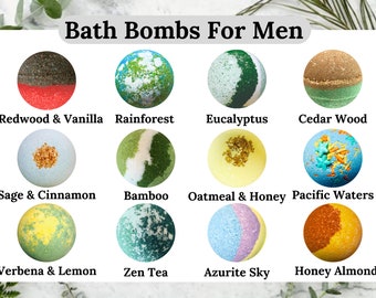 Bath Bombs for Men Box Set of 12, Fathers Day Gift Box, Men Self Care Box