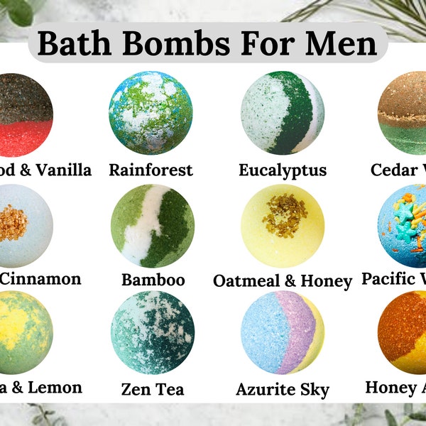 Bath Bombs for Men Box Set of 12, Fathers Day Gift Box, Men Self Care Box