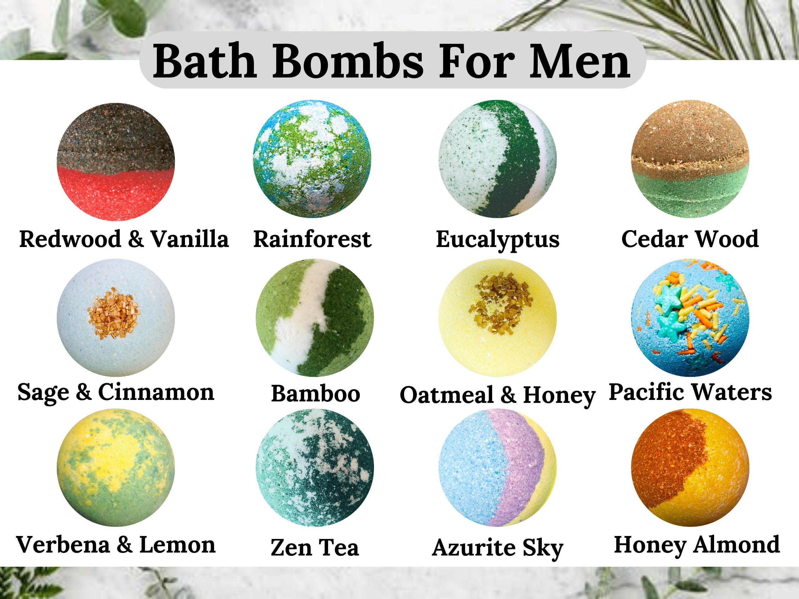 Bath Bombs for Men Box Set of 12 Fathers Day Gift Box