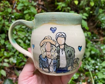 Handmade Ceramic Mug with Family Portrait