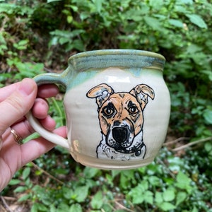 Handmade Ceramic Mug with Animal Portrait One Animal