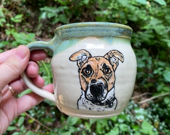 Handgefertigte Keramiktasse mit Tierportrait