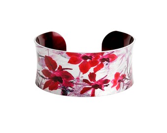 Cuff Bracelet - Floral Jewellery - Handmade - Floral Pattern Jewellery - Aluminium Bracelet - CB16