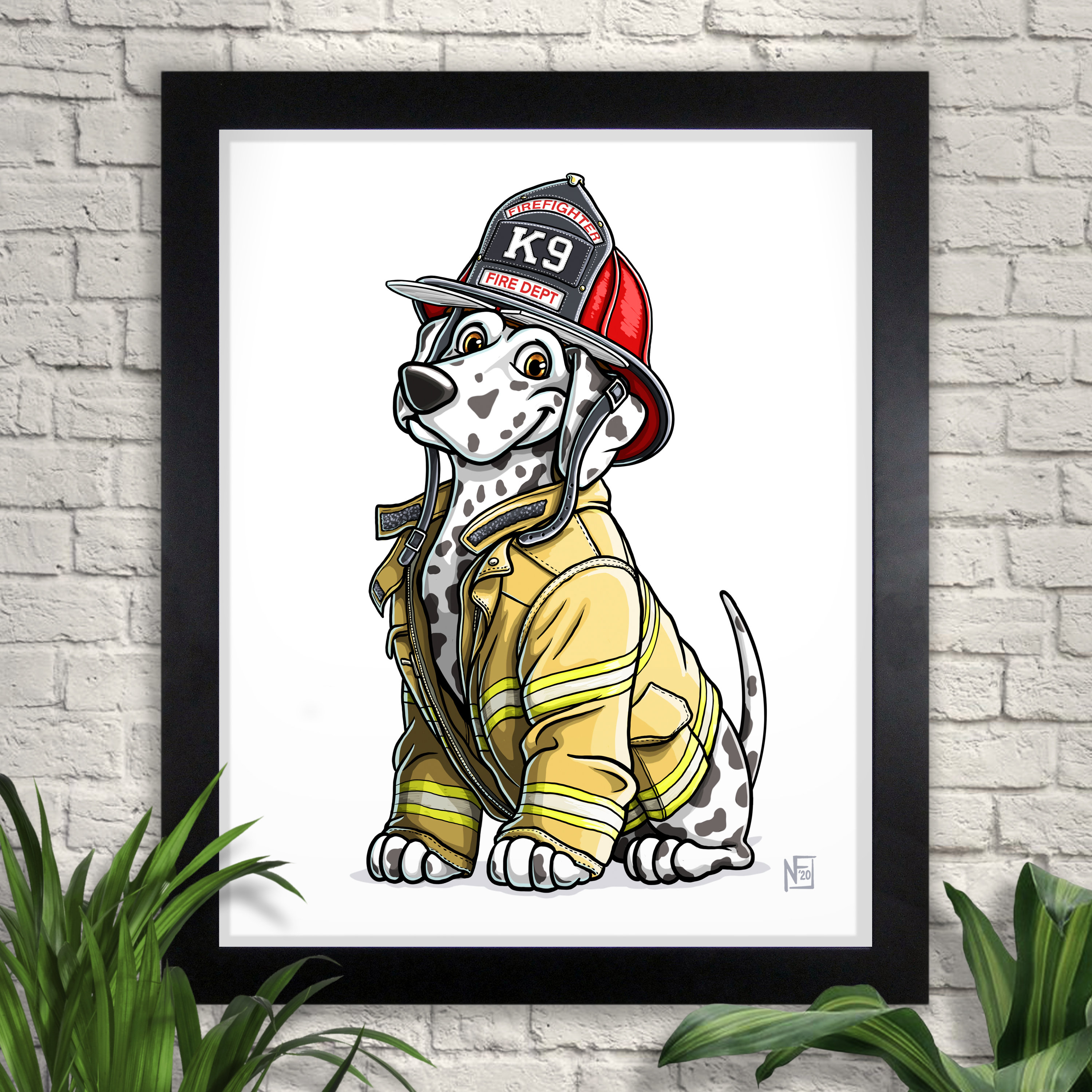 Dalmation Art Print Dog Art Firefighter Dog Illustration - Etsy