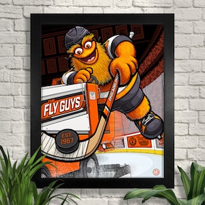 Impressão artística corajosa do Philadelphia Flyers, The Fly Guys, arte de hóquei