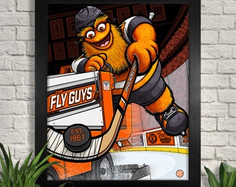 Stampa artistica grintosa di Philadelphia Flyers, The Fly Guys, Hockey Art