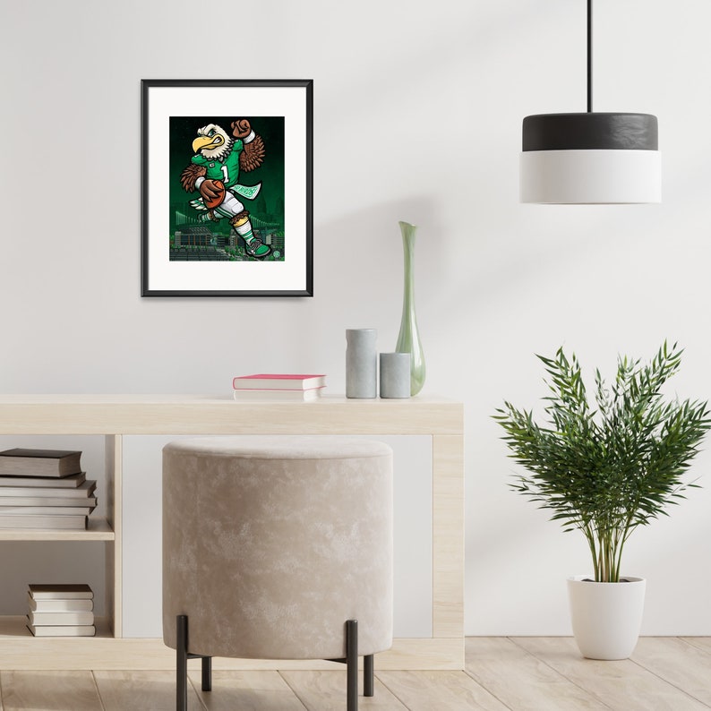 Kelly Green Philadelphia Eagles Football Illustration, Giclee, Sports Art image 3