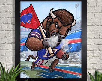 BILLIEVE Buffalo Bills Limited Edition Print, Josh Allen, ,Sports Art, Football