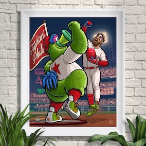 Ring the Bell Philadelphia Phillies Limited Edition Print, Bryce Harper, Phillie Phanatic, Sports Art, Baseball image 1