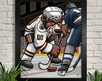 Hershey Bears, lotta per la coppa, illustrazione di hockey, arte sportiva, arte della parete