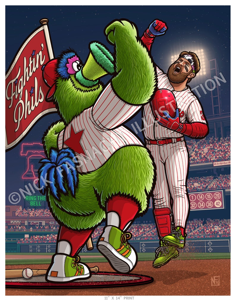 Ring the Bell Philadelphia Phillies Limited Edition Print, Bryce Harper, Phillie Phanatic, Sports Art, Baseball image 5