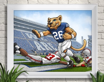 Penn State Football Art Print, Illustrazione PSU, We Are Penn State, Nittany Lions, Giclée, Arte sportiva, Arte della parete, Oggettistica per la casa