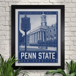 Penn State University Old Main Art Print, PSU Illustration, Nittany Lions image 1