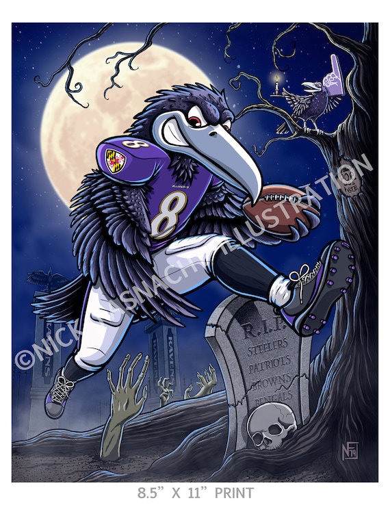 Ravens Football Art Print Lamar Jackson Baltimore Ravens 