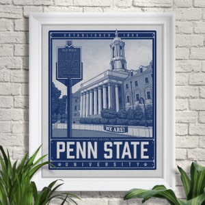 Penn State University Old Main Art Print, PSU Illustration, Nittany Lions image 2