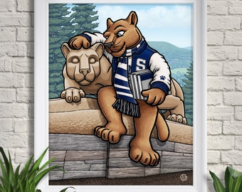 Penn State University Lion Shrine Art Print, PSU Illustration, Statue de Lion, Nittany Lions