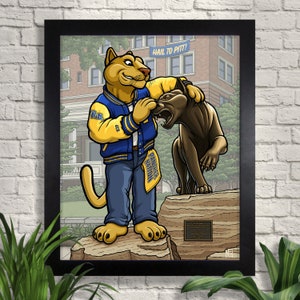 University of Pittsburgh Hail to Pitt Print, Roc Mascot, Giclee, College Art, Wall Art, Home Decor