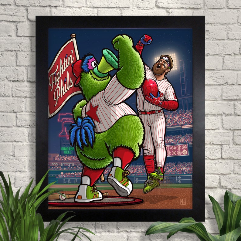 Ring the Bell Philadelphia Phillies Limited Edition Print, Bryce Harper, Phillie Phanatic, Sports Art, Baseball image 3