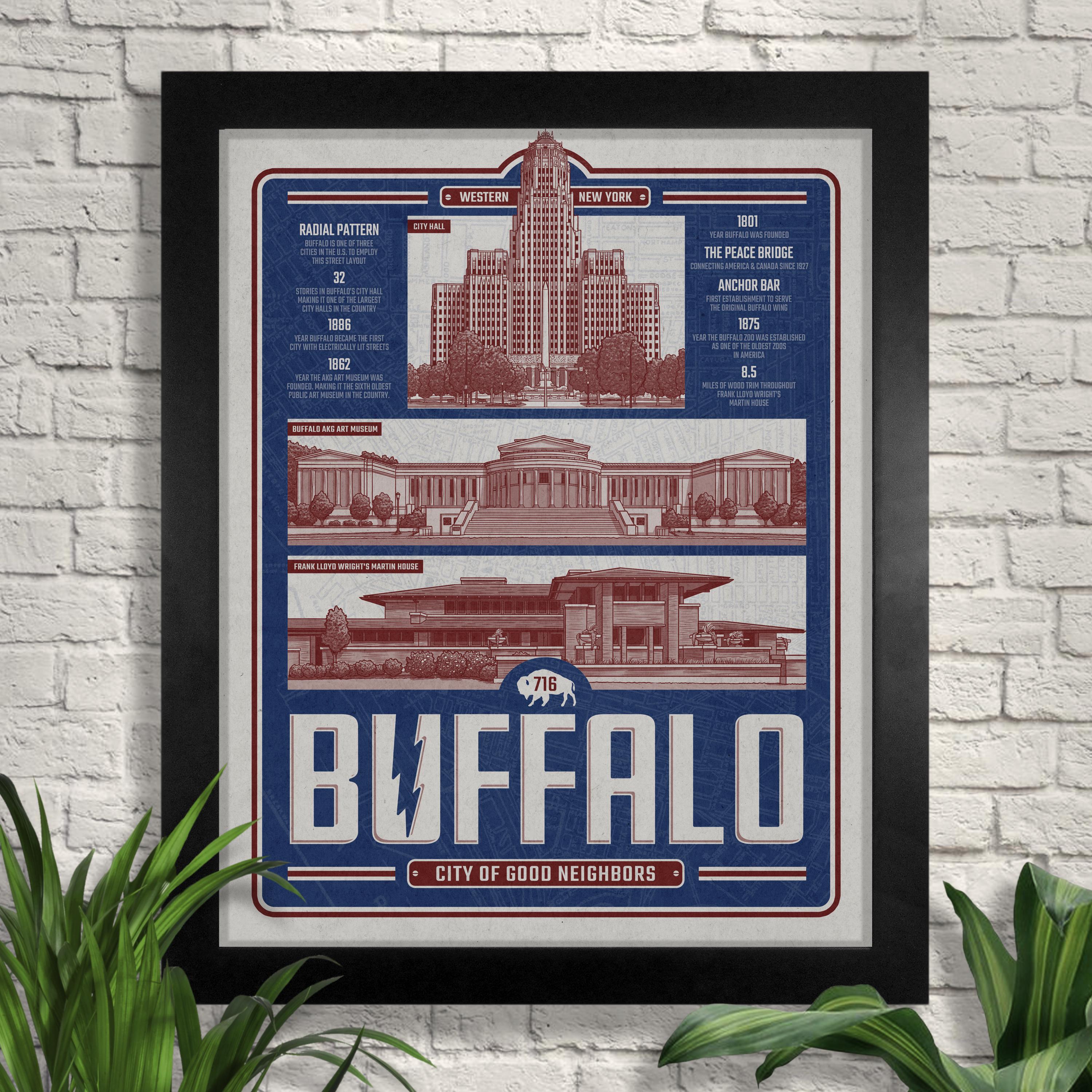 Buffalo New York Travel Poster: Vintage City of Good Neighbors Art