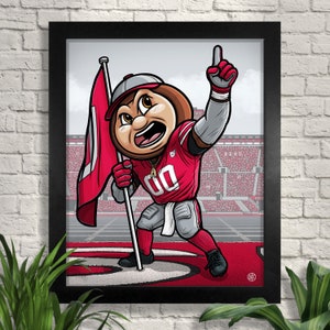 Ohio State University O-H-I-O! Art Print, OSU Illustration