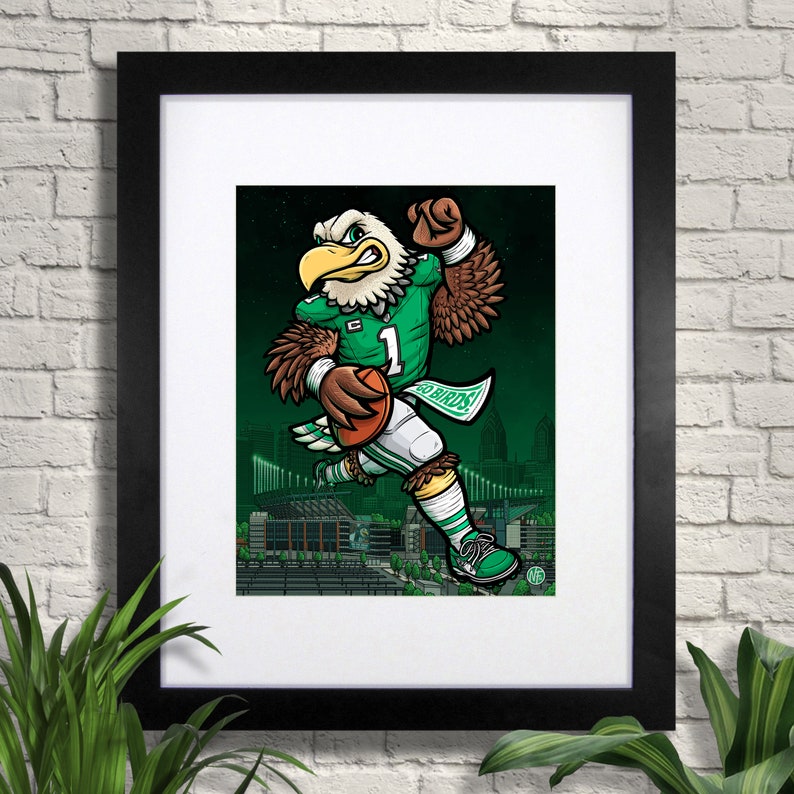 Kelly Green Philadelphia Eagles Football Illustration, Giclee, Sports Art image 2