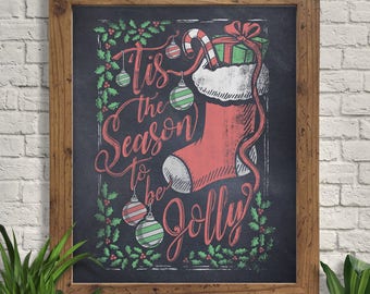 Christmas Chalkboard Art Print: Festive Holiday Wall Decor - Etsy