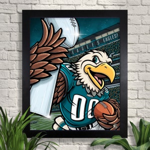 E.A.G.L.E.S...EAGLES Football Art Print, Swoop, Philadelphia Eagles Illustration, Giclee, Sports Art, Children's Room Art, Wall Art image 1