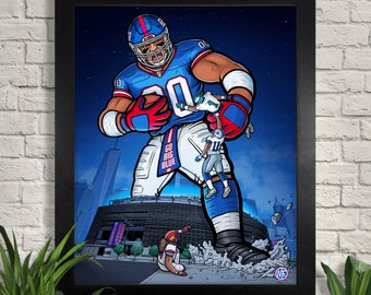 Big Blue New York Giants Football Illustration, Sports Art