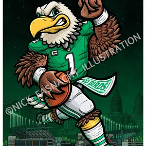 Kelly Green Philadelphia Eagles Football Illustration, Giclee, Sports Art image 6