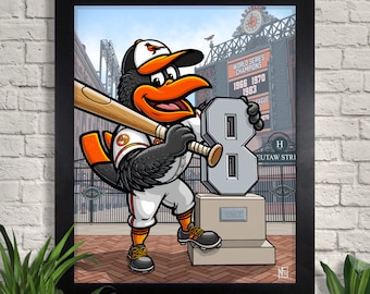 Baltimore Orioles "The O's" Print, Oriole Bird Mascot, Camden Yards, Maryland Baseball