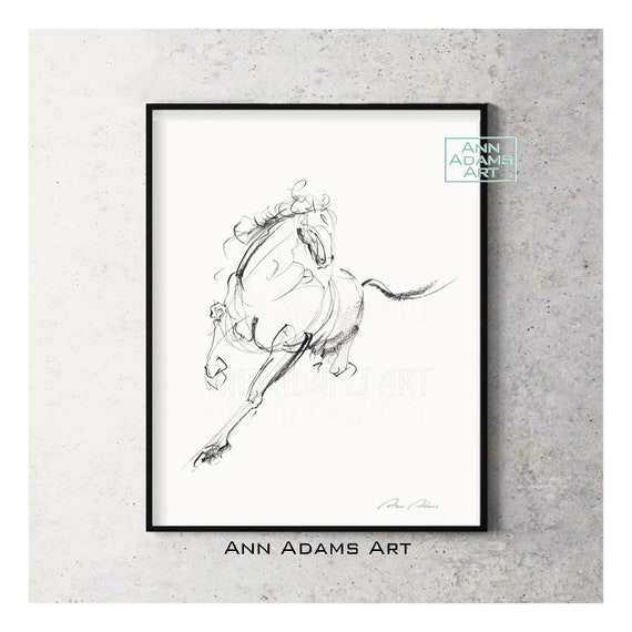 Buy Horse Print Abstract Horse Sketch Wall Art Black and White Online in  India  Etsy