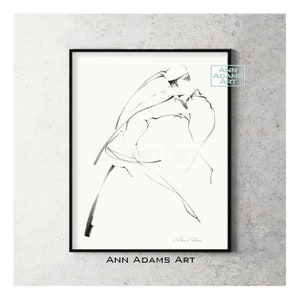 Tango art Dance Art Movement Minimalist Sketch Arte abstracto Póster Carbón carbón Dibujo arte Print from Original art by Ann Adams, 47R