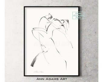 Tango Print Dance Movement Minimalist Drawing Abstract Art dance Sketch Sketch Fine art print from Original art by Ann Adams, 46L