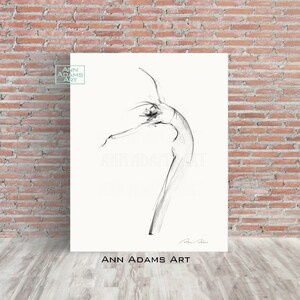 Set of 3, Figure drawing abstract dance sketch black and white dancer art minimalist art prints from original art by Ann Adams 22-38R-10L image 5